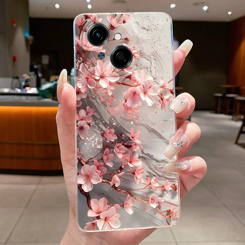 Beautiful Flower Clear Soft Silicone Phone Case Cover
