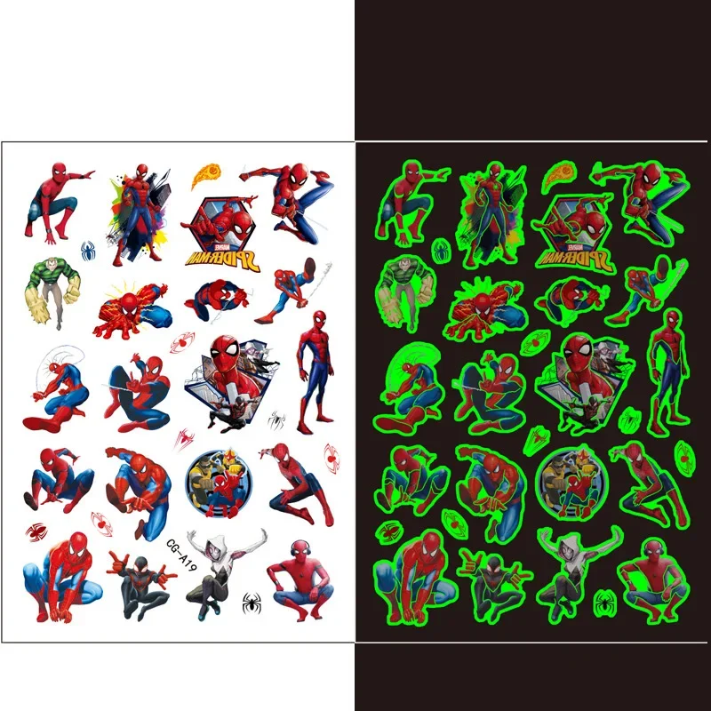 Marvel Luminous Tattoo Sticker bambini Arm Face Glowing Tattoo bambini Body Tattoo SpiderMan Sticker