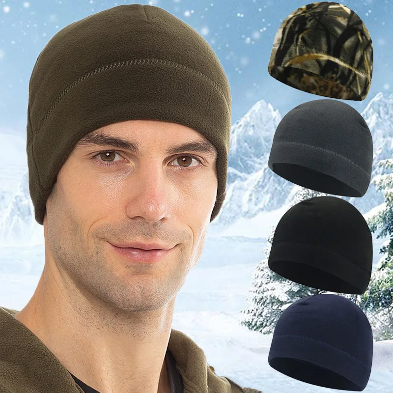 

Winter Warm Polar Fleece Windproof Beanie Hat Cap Men's Winter Ski Cycling Cap Hat For Women Hip Hop Hats Moto Accessories
