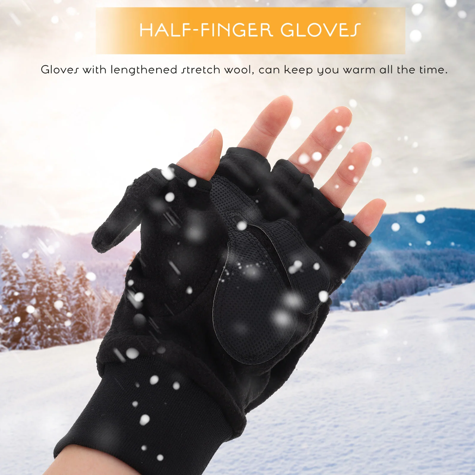 

Half Finger Flip Gloves Winter Polar Fleece Cover Touchscreen Anti-slip Non-slip Outdoor Warm