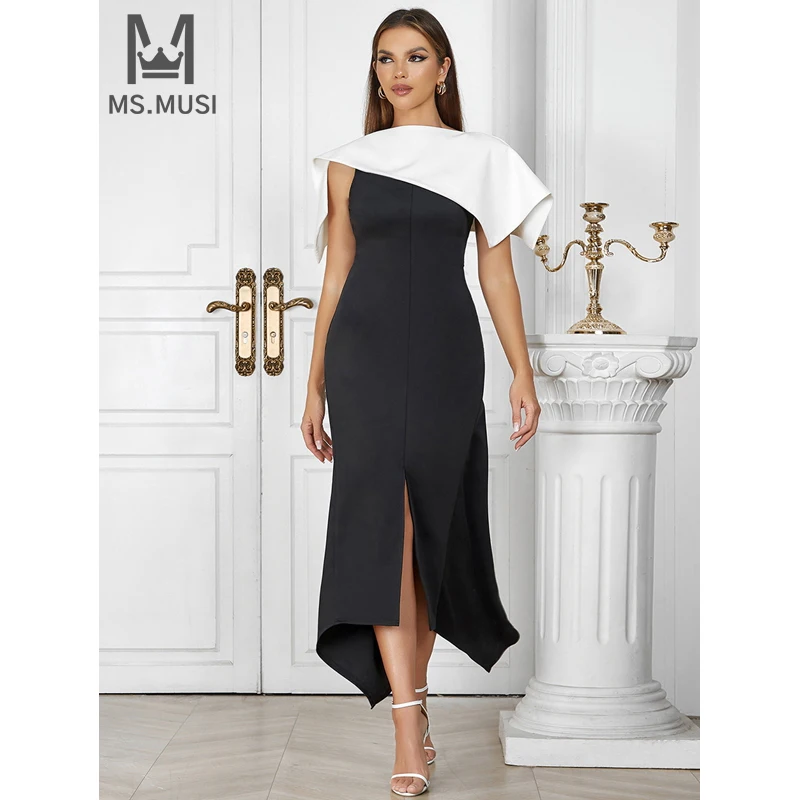 

Новинка 2024, модное женское сексуальное платье MSMUSI с открытыми плечами, без рукавов, с драпировкой, облегающее платье-макси для клуба, мероприятия, длинное платье