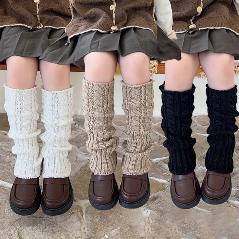 Leg Warmers for Child Girls Handmade Crochet Knee High Socks Breathable Tights Children Leg Warmers