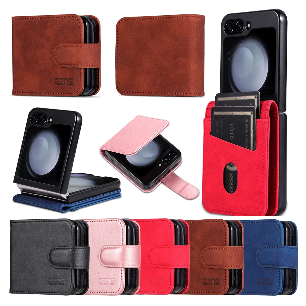 Leather Flip Wallet Case with Kickstand and Card Pockets - Anti-Fall Protection Phone Cover