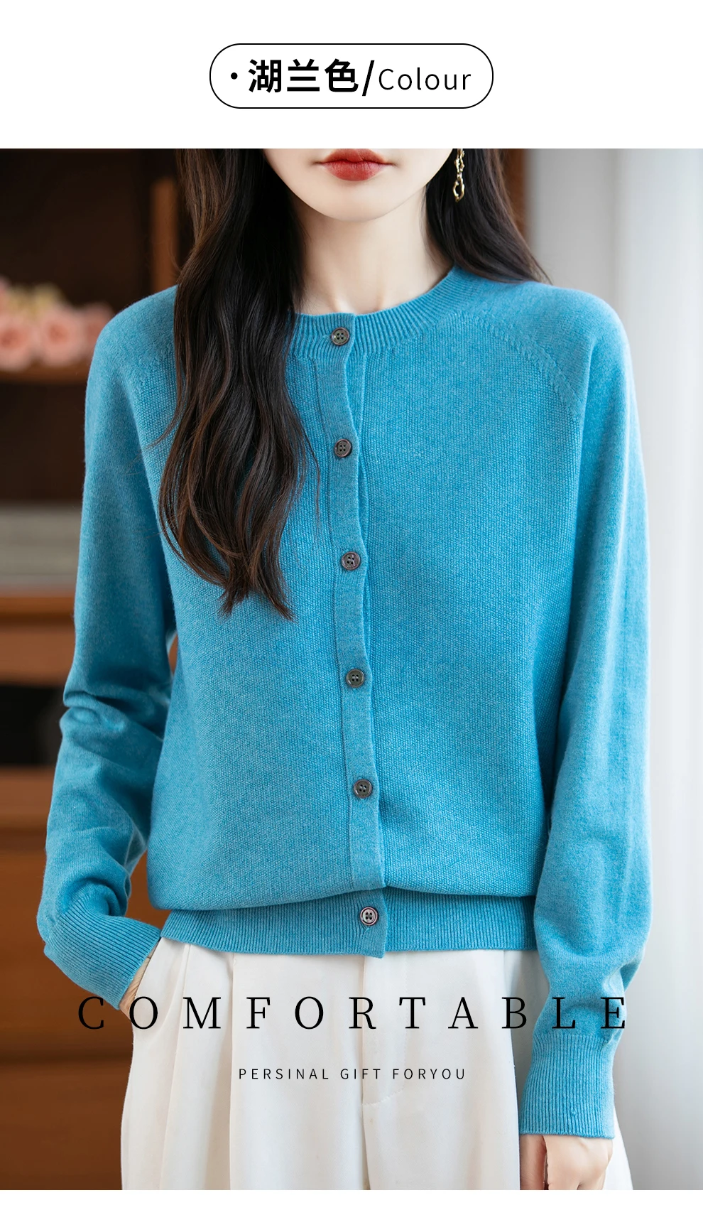 Classic Merino Wool Woman Sweater Basic Female Autumn Winter Knitted Cardigan Elegant Ladies Cashmere Long Sleeve Clothing Tops