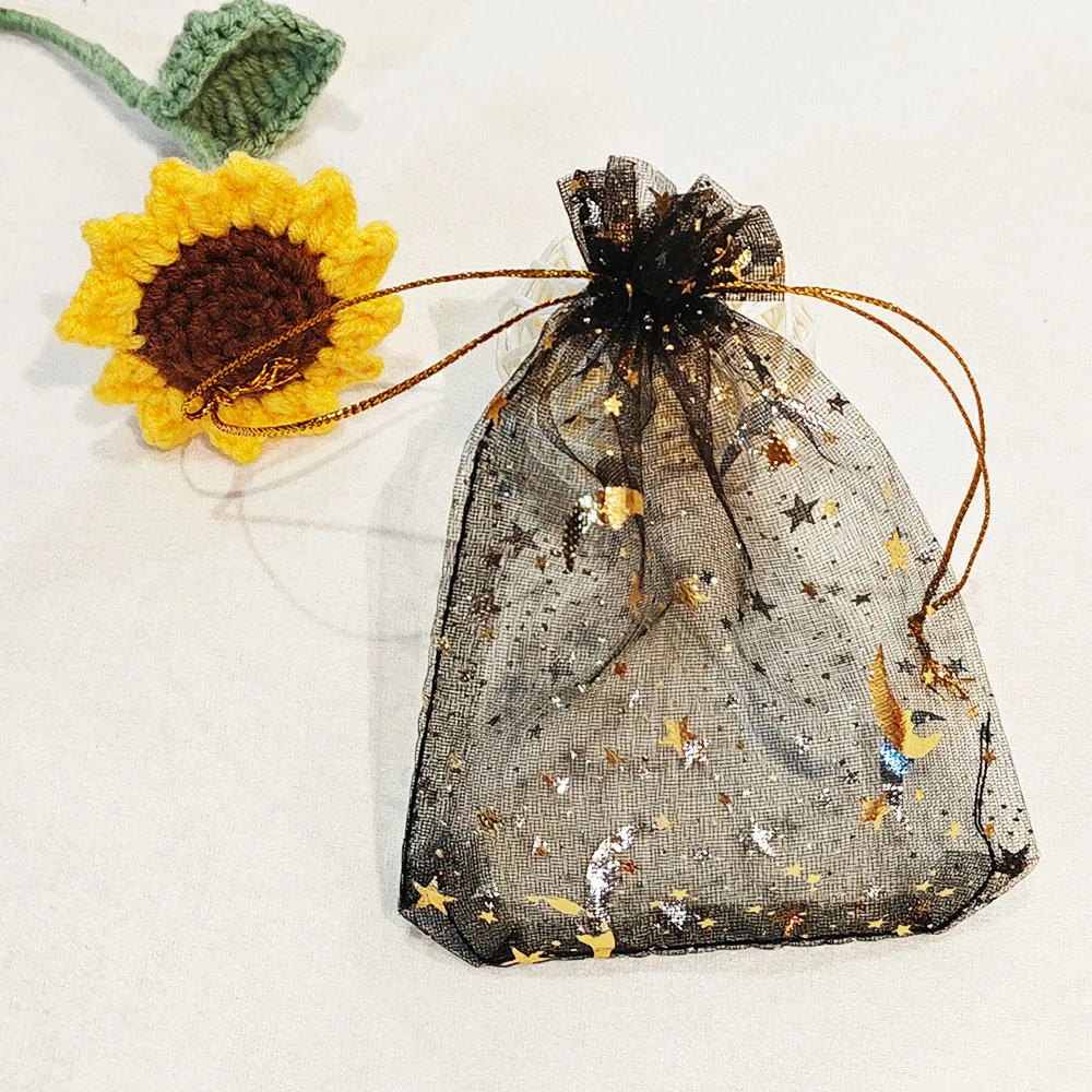 25/50/100pcs Moon Star Organza Gift Bags Multicolor Mesh Pouches for Christmas Wedding Party Candy Gift Packing Bags Wholesale