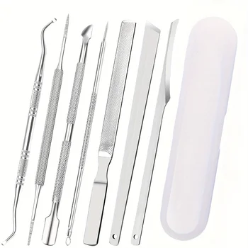 Set di lime e sollevatori per unghie incarnite da 7 pezzi, kit per la rimozione dell'unghia del piede incarnita in acciaio inossidabile, strumenti per pedicure per la pulizia delle unghie 1