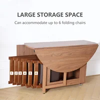 Table à manger ronde pliante multifonctionnelle avec chaises, meubles à la mode 6