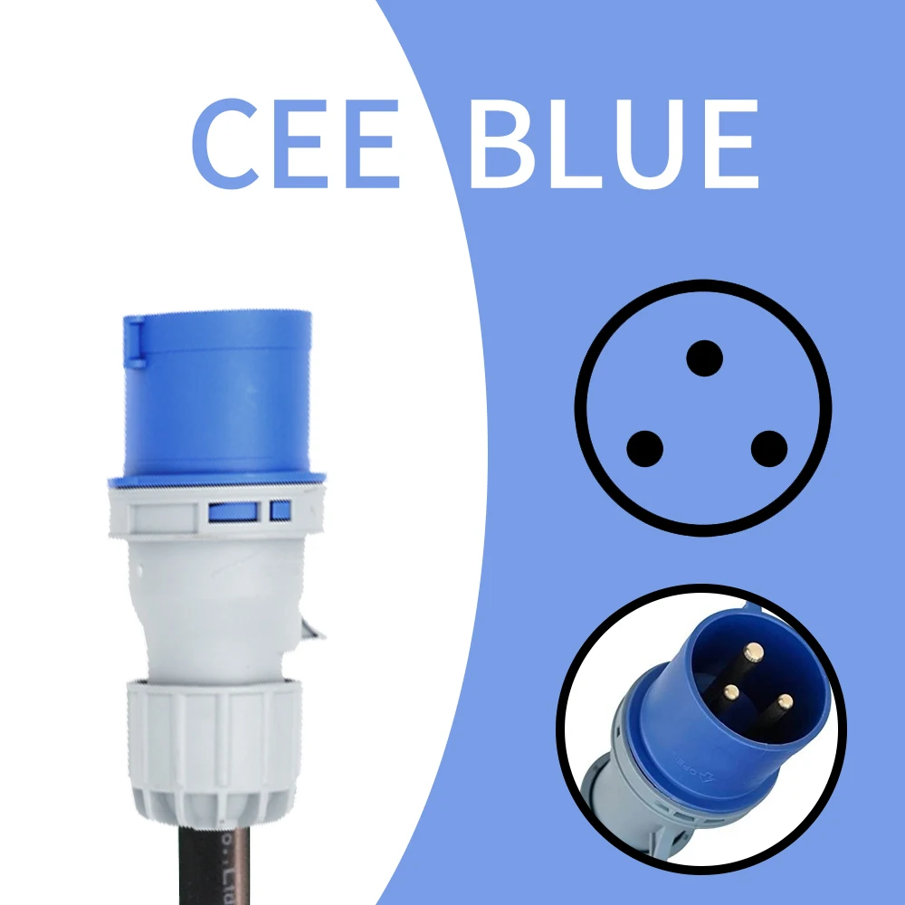 Chiefleed 32A Type1 Type2 EV Charger 7.2KW 16A 26A 32A Adjustable CEE Blue Plug 220V for IEC 62196-2 Vehicles Charging