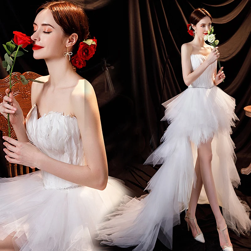 

Asmmetrical Feather Mesh Patchwork Evening Party Dress 2022 Summer New White Elegant Cheongsam Vestidso Sexy Women Qipao