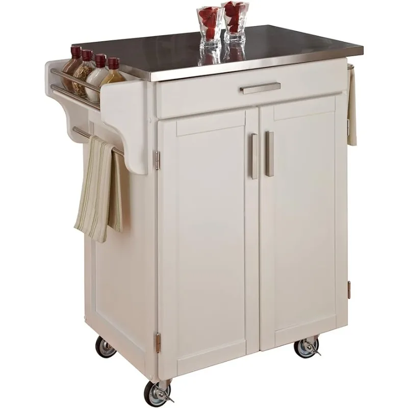 

Homestyles Cuisine Kitchen Cart, Off White, Stainless Top