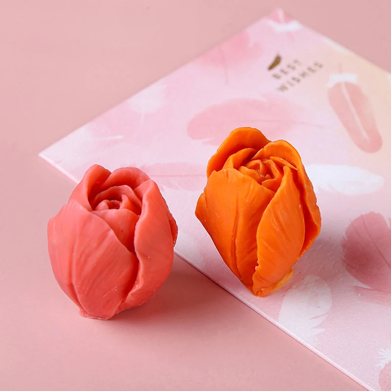 고품질 튤립 봉오리 몰드 실리콘 3D 양초 비누 몰드, DIY 꽃 양초 에폭시 몰드, 아로마 테라피 왁스 비누 몰드