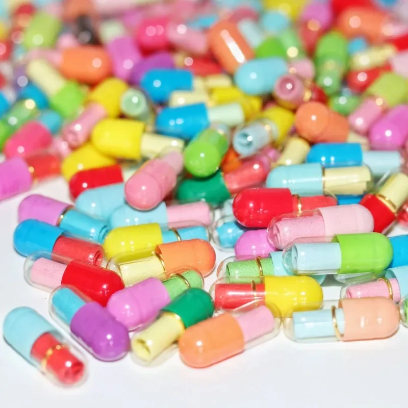 Message Capsule 100pcs Message Capsules Love Letter Color Pill with Roll Paper Notes Wish Bottle DIY Pills Anniversary Party Valentine's Gift