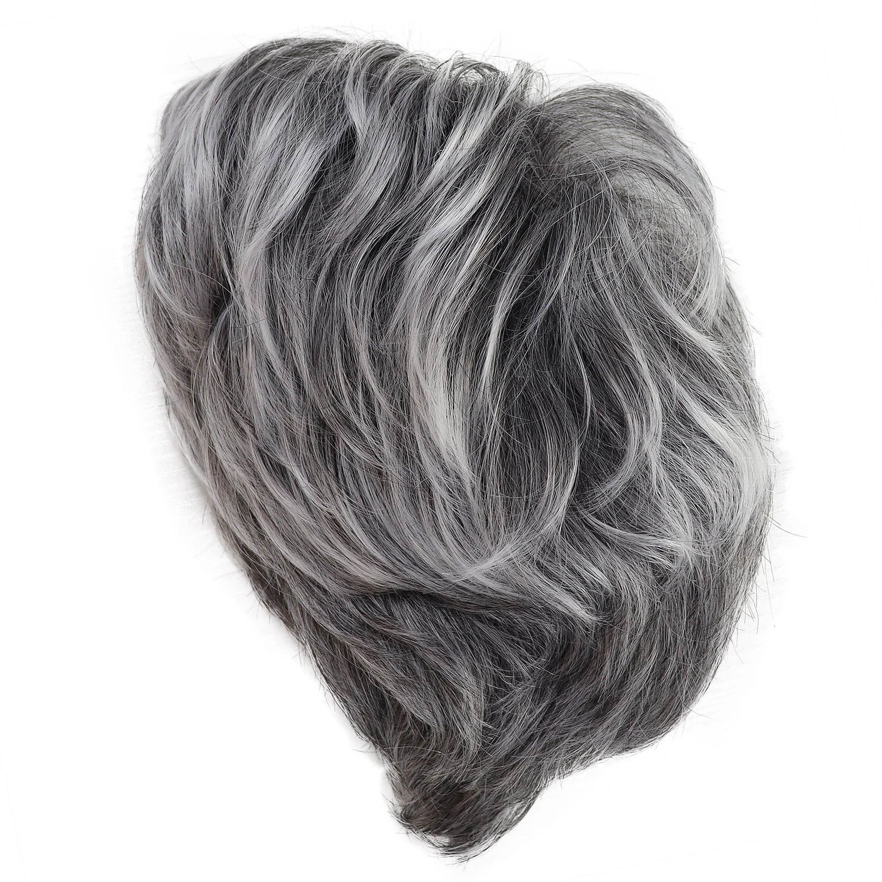 GNIMEGIL Mommy Wig with Bangs Grey Short Wigs for Women Synthetic Hairstyles Wig Older Lady Costume Natural Wigs for Mother Gift