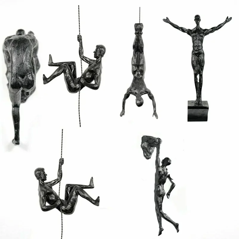 1pc Climbing Man Wall Sculptures Resin Statue Climbing Athlete Man Art Hand-Finished Sports Ornament Home Figures Miniatures ornament crafts miniature figurines resin ornaments miniature ornament resin crafts