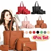 4pcs/set Ladies Leather Bag Set Polyester Shoulder Bag Handbag Messenger Bag Set 9 Colors 1