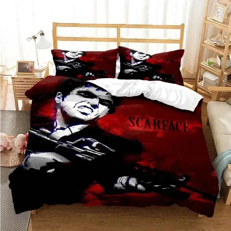 3D Print Tony Montana Scarfaces Bedding Set Twin Queen Size Duvet Cover Set Pillowcase Bed Home Textileextile Boys Girls Adult 5