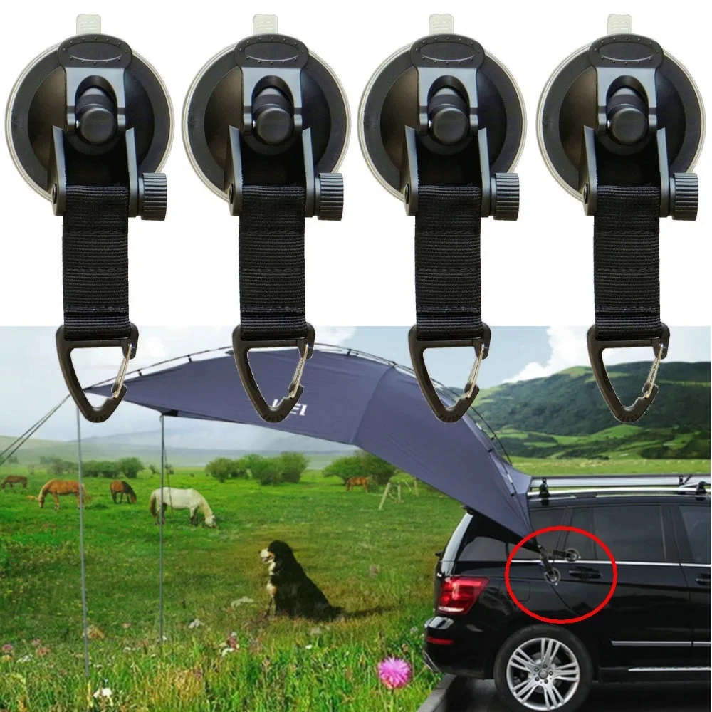 

4PCS Suction Cup Super Powerful Anchor Securing Hook Tie Down Glass Boats SUPs Cars CampersCamping Tarp As Car Side Awning