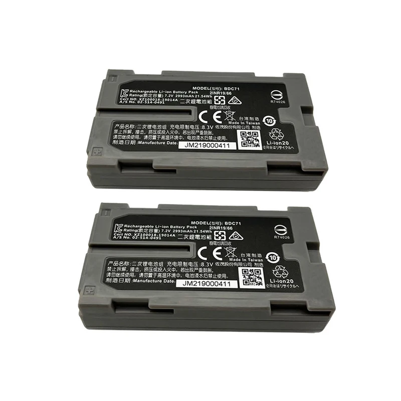 

2PCS BDC71 Rechargeable Battery For Top GM52 Total Station 7.2V BDC71 2993mAh Li-ion Battery