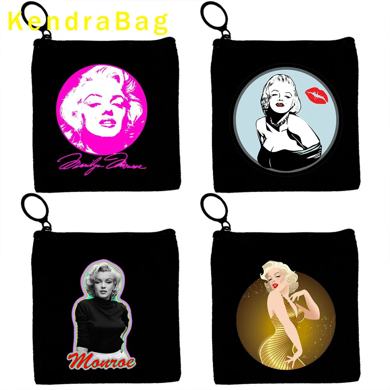 Vintage Marilyn Monroe Poster Andy Warhol Portrait Pop Art Key Portamonete Borsa In Tela Custodia In Cotone Portafoglio Con Cerniera Regalo