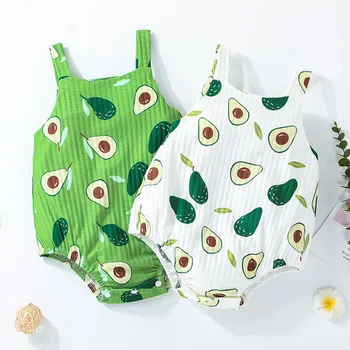 Baby Bodysuit Rompers Sleeveless for Newborn Baby One-Pieces Avocado Pirnted Jumpsuit Kids Girl Boy Children climbing clothes