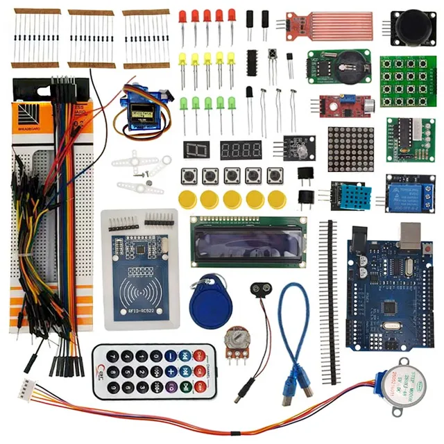 Starter Kit for Arduino Uno R3 - Uno R3 Breadboard and holder Step Motor / Servo /1602 LCD / jumper Wire/ UNO R3