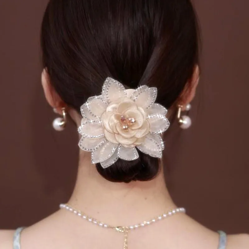

New Elegant Flower Rhinestone Sunflower Hair Tie Hair Rope Hair Accessories