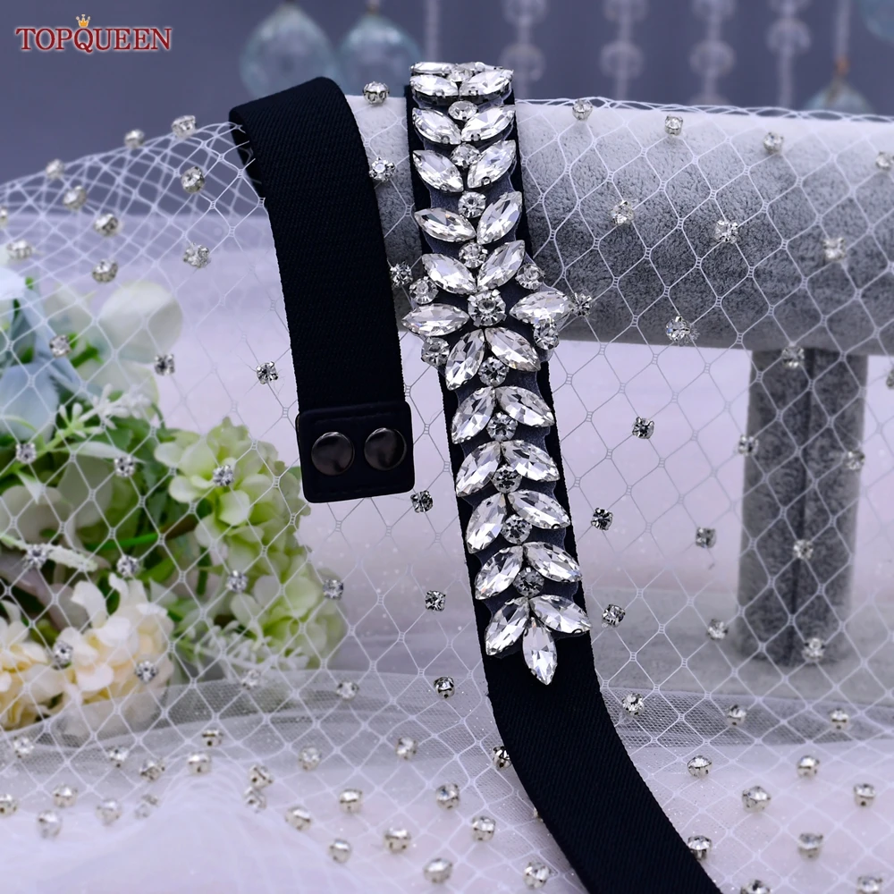 TOPQUEEN S01-E Fashion Floral Rhinestone Buckle Women's Elastic Waist Cinch Belt for Dress Formal Dress Belt Evening Party Band TOPQUEEN S01-E Fashion Floral Rhinestone Buckle Women's Elastic Waist Cinch Belt for Dress Formal Dress Belt Evening Party Band