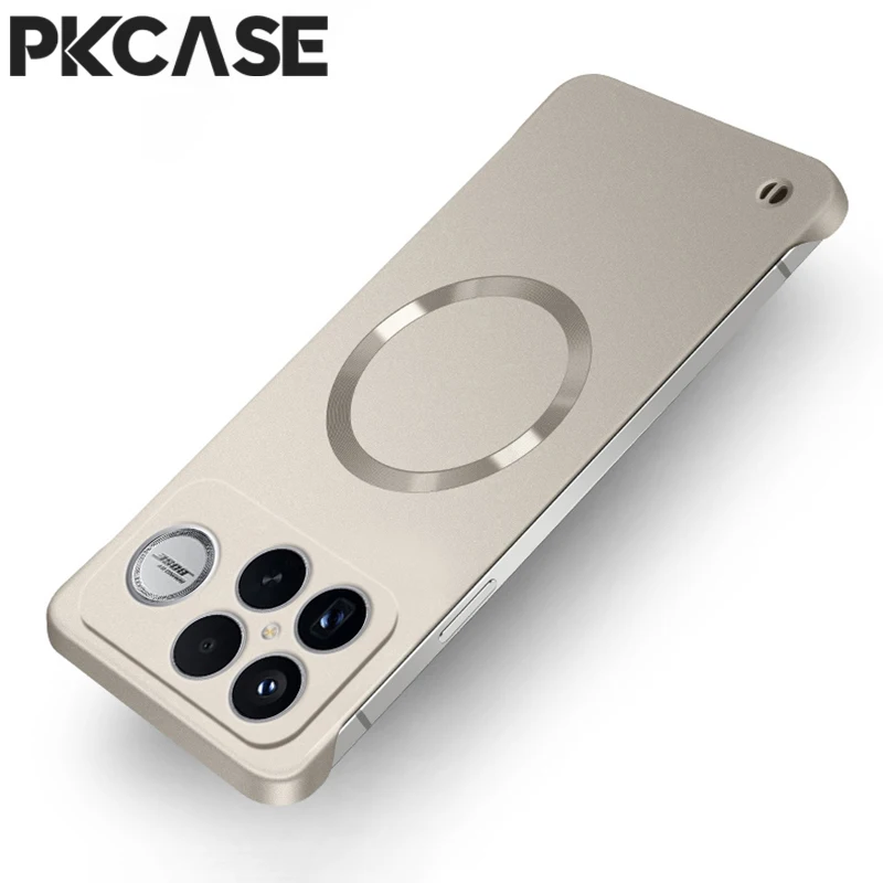Magnetic Frameless Shockproof Metal Case with Wireless Charging Cover