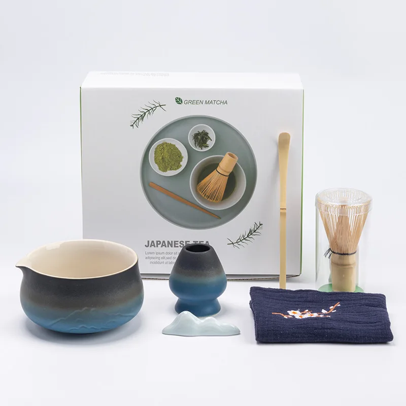 Ceramic Matcha Tea Set - Mountain Gradient Design...