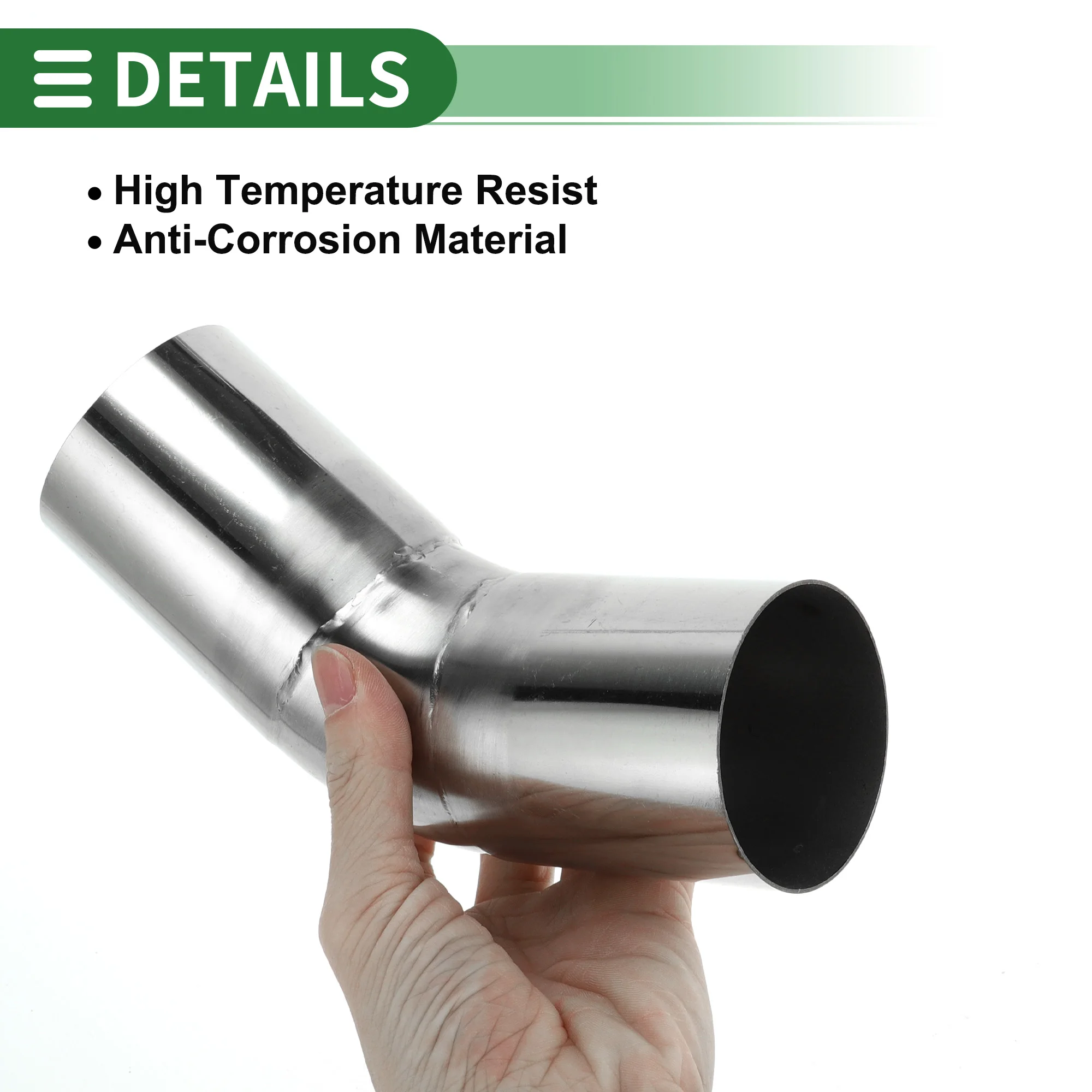 UXCELL 45 Degree 51mm-127mm OD 100mm Long Mandrel Exhaust Pipe DIY Car Modified Exhaust Tubing 304 Stainless Steel