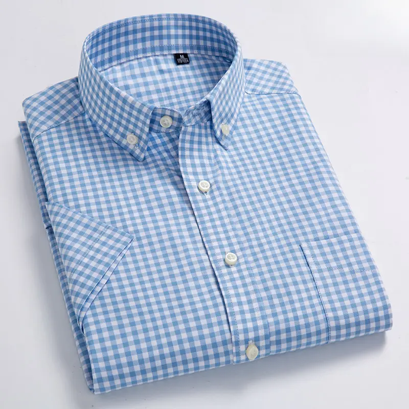 New in Shirt High Quality 100% Cotton Summer Short Sleeve Shirts for Men Slim Fit Casual Shirt Thin Plaid Tops Soft Office Cloth - Image 3
