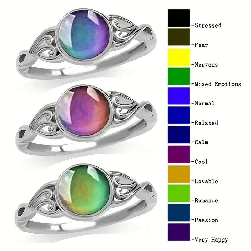 Kamień księżycowy zmiana koloru ekskluzywny pierścionek, moda biżuteria męska prezent