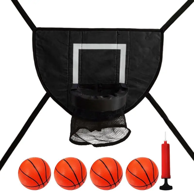 Trampoline Basketball Hoop Attachment Soft Basketball Hoop Frame With 4 Balls And Pump Trampoline Attachment For Kids Playground