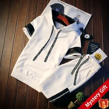 

Summer Zipper Hooded T-Shirts Cropped Pants Two Piece Sets Casual Fashion Streetwear Short Sleeve Tops Joggers homme Suits
