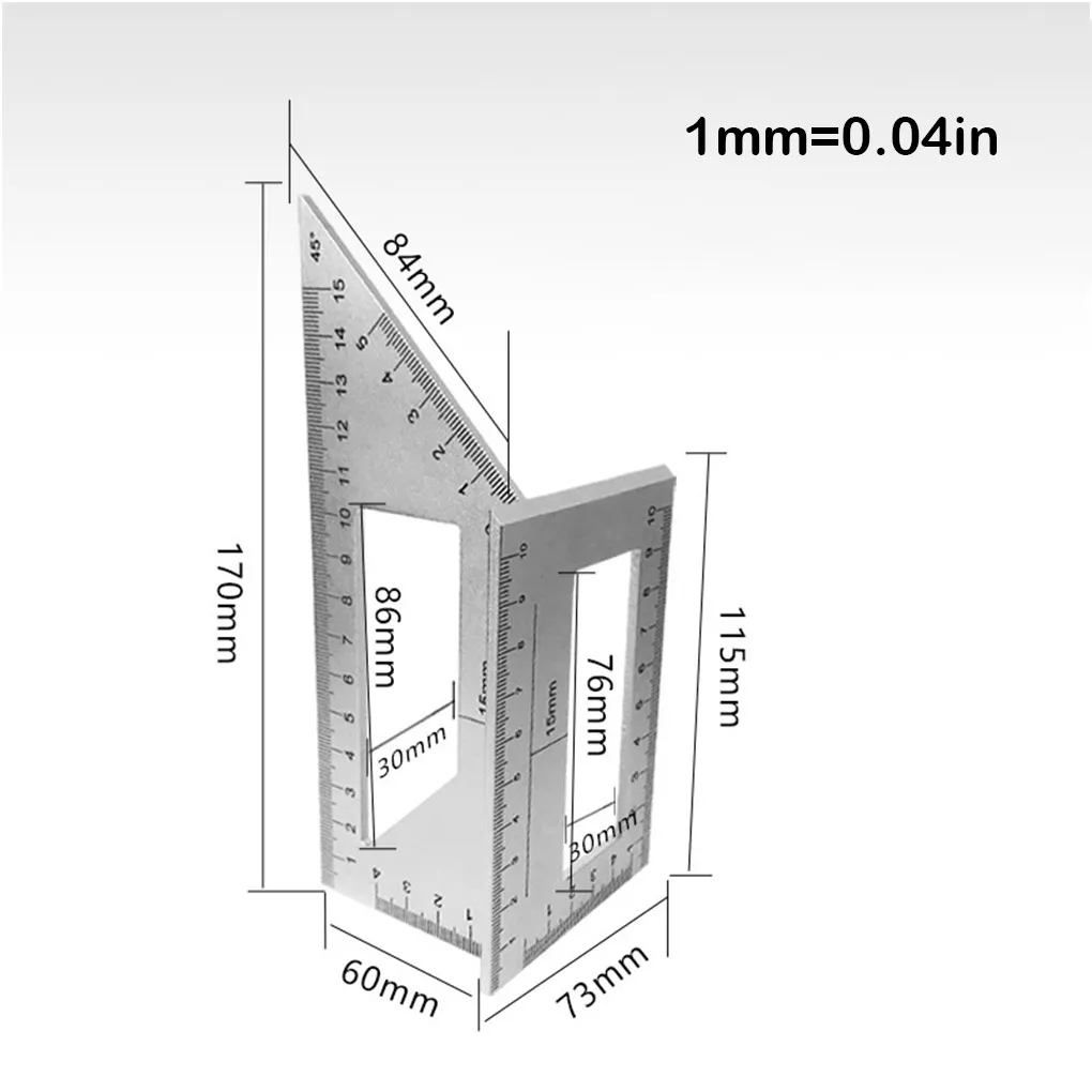 휴대용 다기능 측정 도구, 눈금자 게이지, 전문가용 목공 액세서리, 45