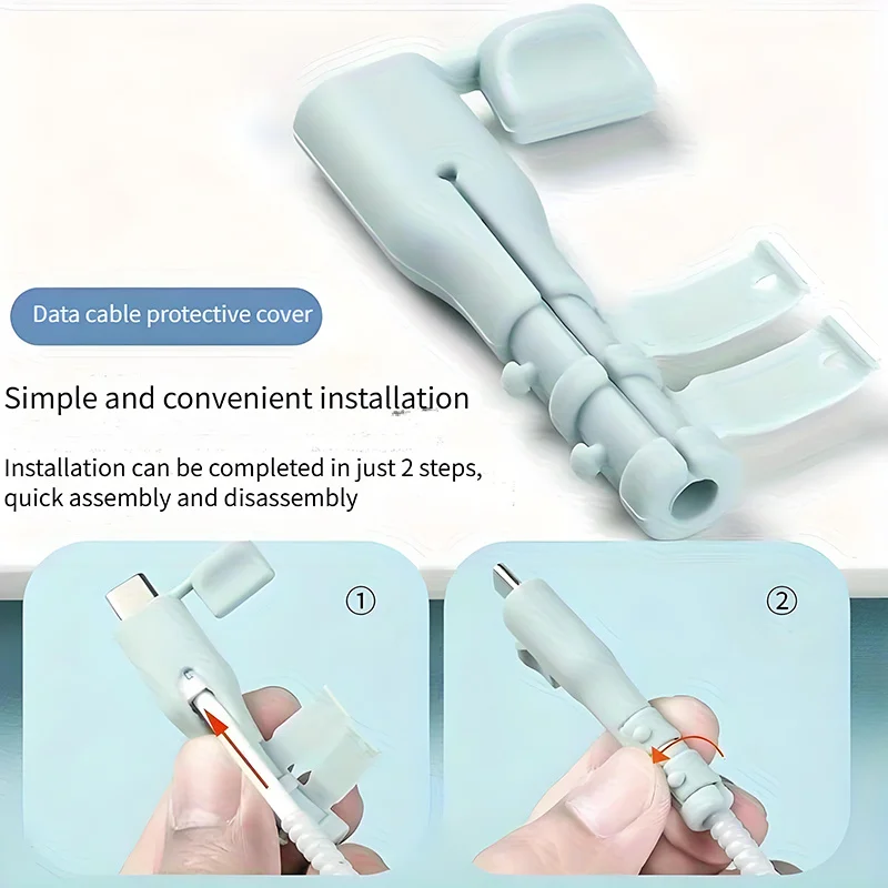 4개입 파손 방지 충전 케이블 보호대, 케이블 정리기, 데이터 케이블 슬리브, USB-C 노트북/태블릿/휴대폰 호환