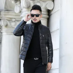 Winter New Men's Short Mink Stand Collar Coat Men Slim Warm Tide Motorcycle Leather Jackets Korean Casual Male Down Jacket M-4XL