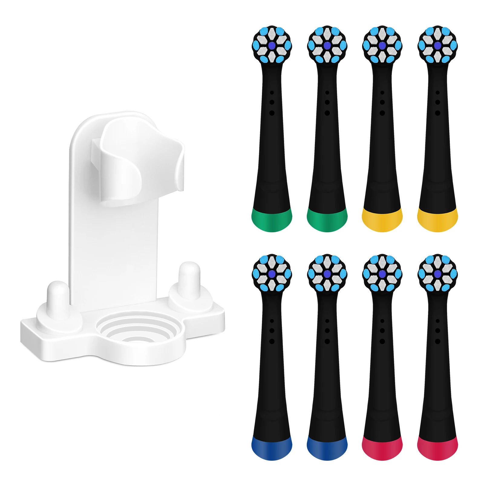 Wall Mounted Holder+8 Pack Compatible with Oral-B iO 3/4/5/6/7/8/9/10 Series Electric Toothbrush Replacement Brush Heads