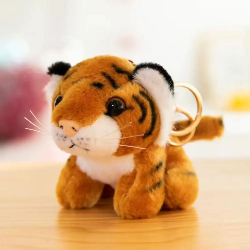 Cartoon Funny Plush Keyring Stuffed Animal Tiger Toy Soft Animal Charm Cute Key Rings Children'S Bag Purse Backpack Wallet 4