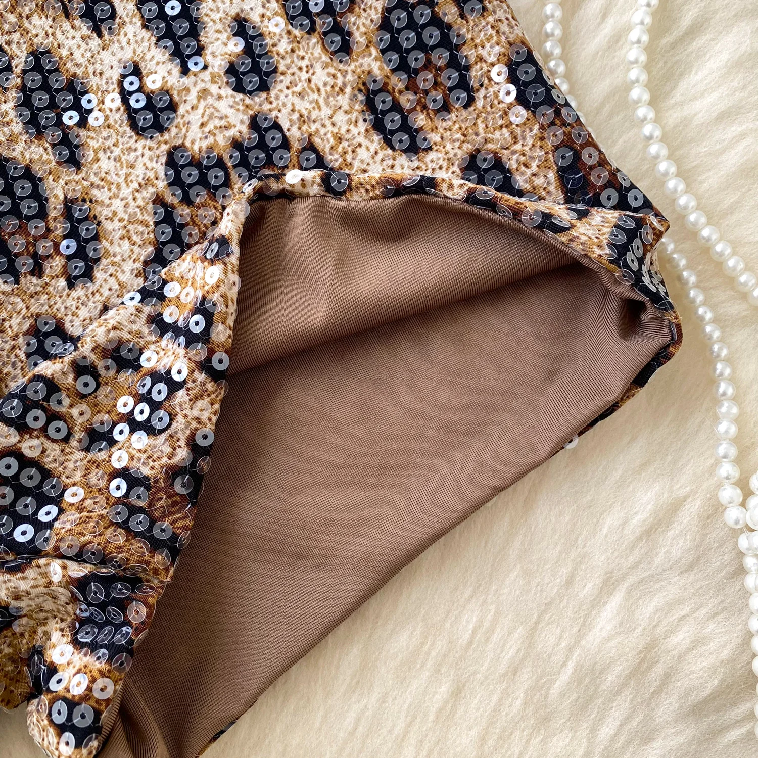 Basics Vintage sexy Chic leopard sequin Short Pants Hotsweet Fashion Streetwear Club High Street Women Casual Clothing