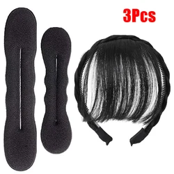 Curly Hair Twist Donut Bun Maker & Styling Tool Set (B  3PCS)