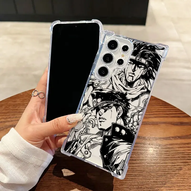 Anime-Inspired JOJO Kujo Jotaro Clear Shockproof Phone Case with Silicon Cover