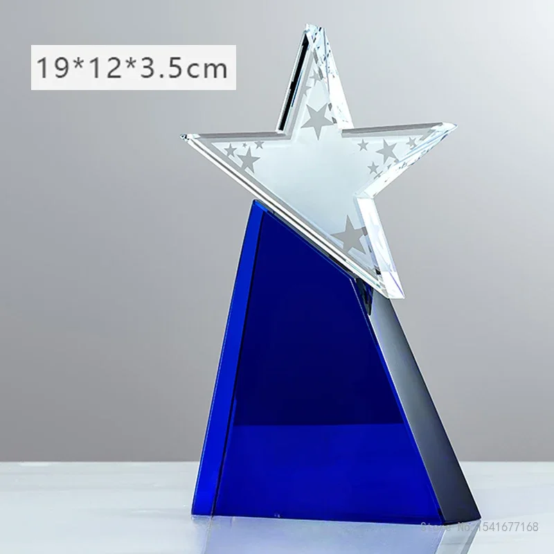 Customized Pentagram Crystal Trophy Awards, Five-pointed Star, Home Decor, Honors Outstanding Employees Authorization Medal, 1Pc