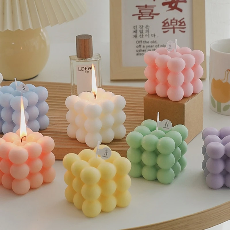 큰 큐브 버블 양초, 간장 왁스 아로마 양초, 홈 장식, 생일 선물, 모던 스타일리시