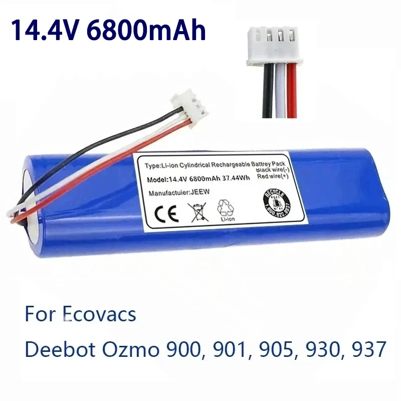 

New original 14.4V 6800mAh Robot Vacuum Cleaner Battery Pack for Ecovacs Deebot Ozmo 900, 901, 905, 930, 937