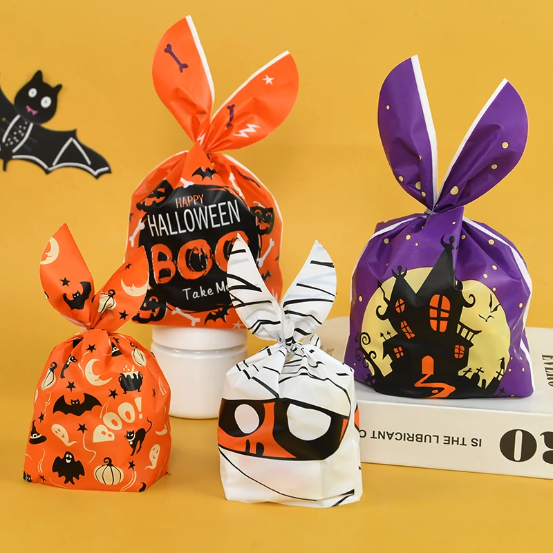 25/50 stücke Halloween Cookies Süßigkeiten Taschen Süßes Oder Saures Geist Kürbis Kaninchen Ohr Snack Geschenke Verpackung Taschen Für Halloween party Decor – Detail 2