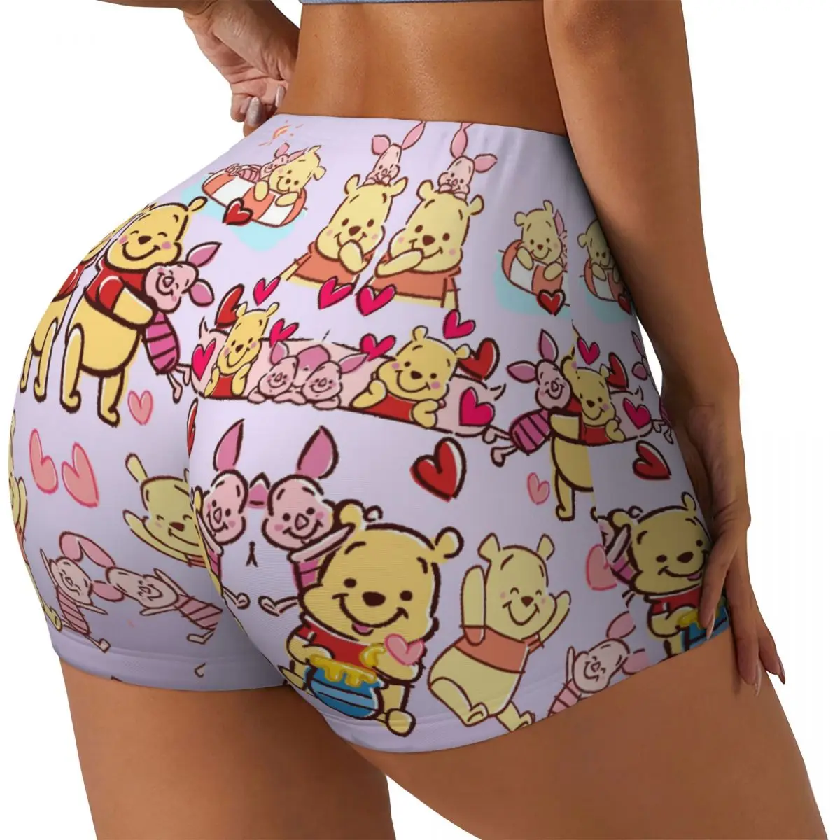 Winnie The Pooh Workout Biker Running Shorts Women Animation Gym Yoga Shorts