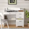 Computer Desk with Storage Drawers and Hutch, 44 Inch Home Office Desks with 4 Drawers & Monitor Stand for Small Space 5