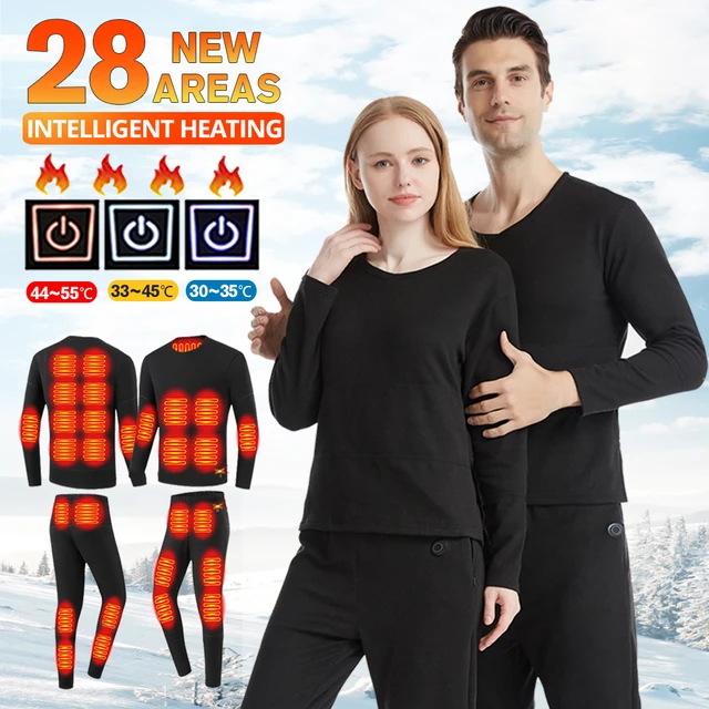 Winter Thermal Underwear Men Electric Heated Underwear Men Men's Ski Suit  USB Battery Powered Heating Fleece Thermal Long Johns - AliExpress