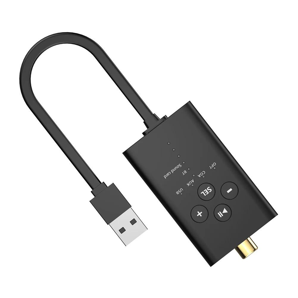 Bluetooth-Compatible 5.2 Stereo Audio Receiver with AUX, Optical, Coaxial, and USB Conversion